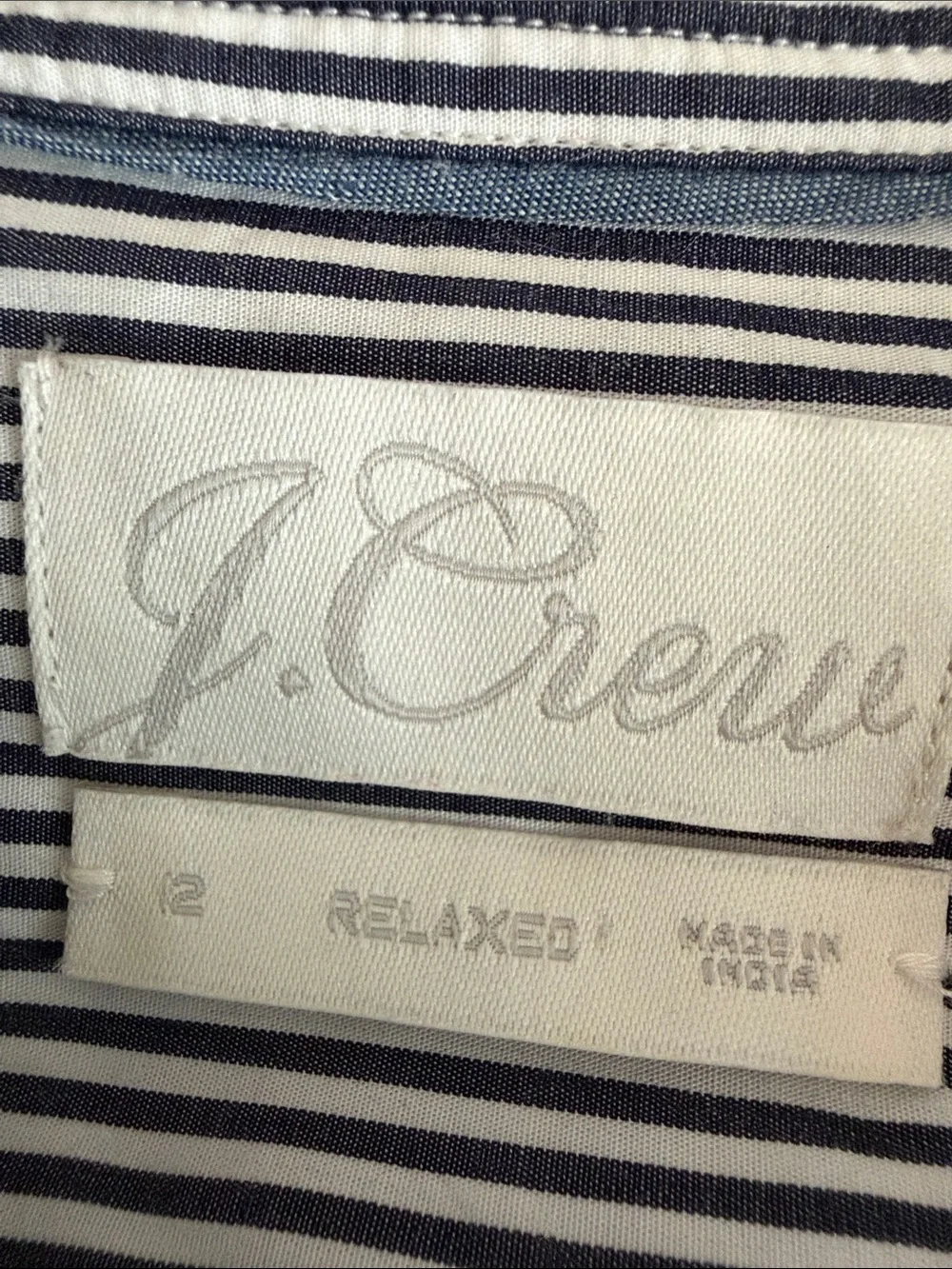 J. Crew Navy & White Pinstripe Button-Down Shirt-Relaxed Fit